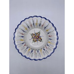 Ceramic Reticulated Basket Round Footed Basket RCCL B11 x 5.5 “ Hand Painted